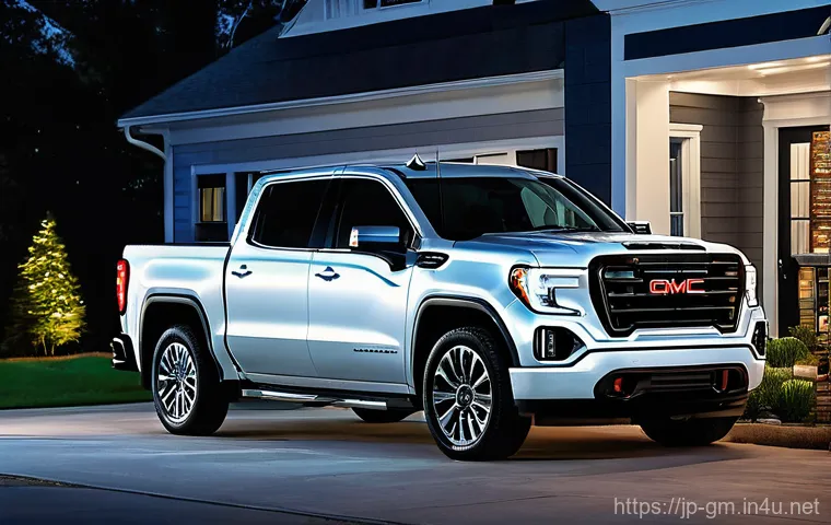 지엠 GMC 시에라 EV의 충전 시간 - **Prompt: GMC Sierra EV powering an upscale glamping site at dusk.**
    A rugged yet sleek GMC Sier...