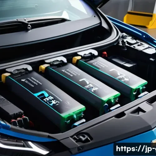 지엠 쉐보레 볼트 EV 배터리 교체 비용 - A detailed close-up of a Chevrolet Bolt EV&rsquo;s high-performance battery pack inside the car&rsquo;s chassis,...